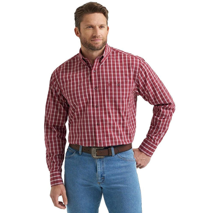 Men's Classic Burgundy Plaid Shirt