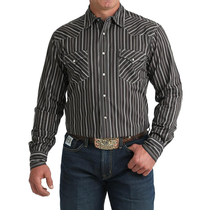 Men's Modern Fit Brown Stripe Shirt