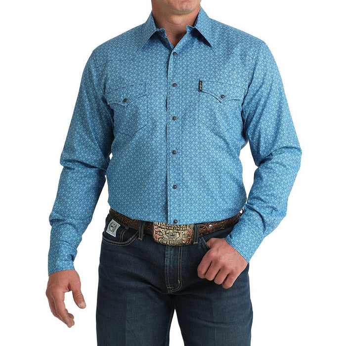 Men's Modern Fit Blue Floral Print Shirt