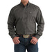 Men's Brown Square Print Long Sleeve Button Shirt