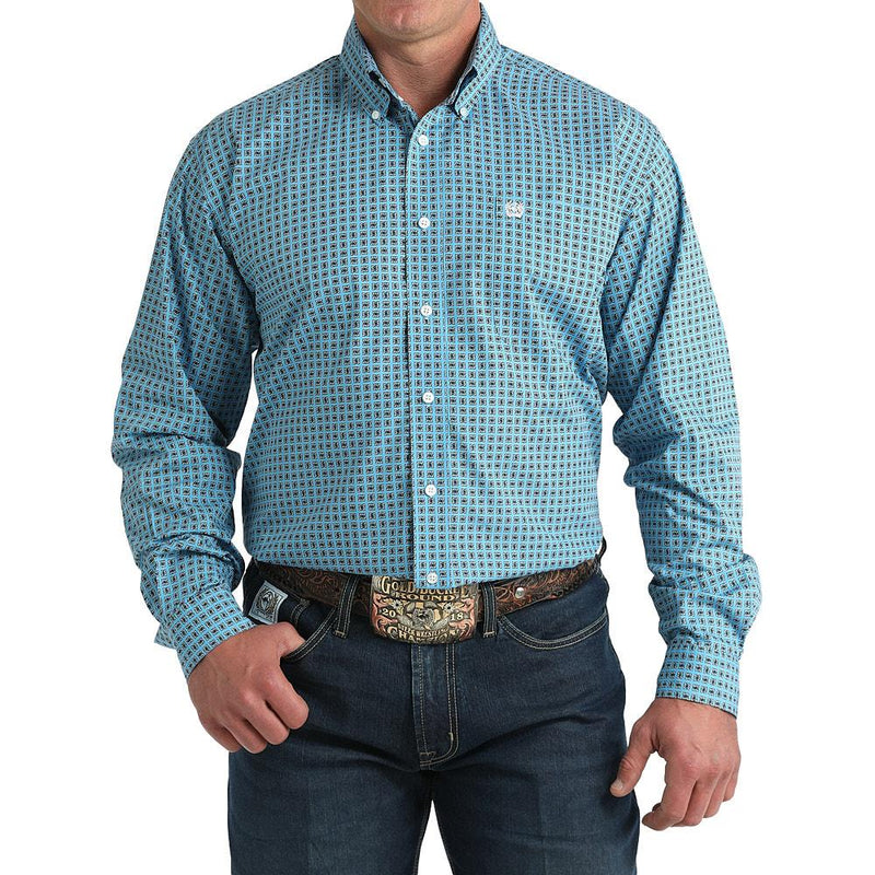 Men's Blue Long Sleeve Button Shirt
