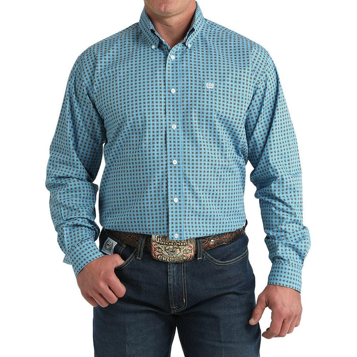 Men's Blue Long Sleeve Button Shirt