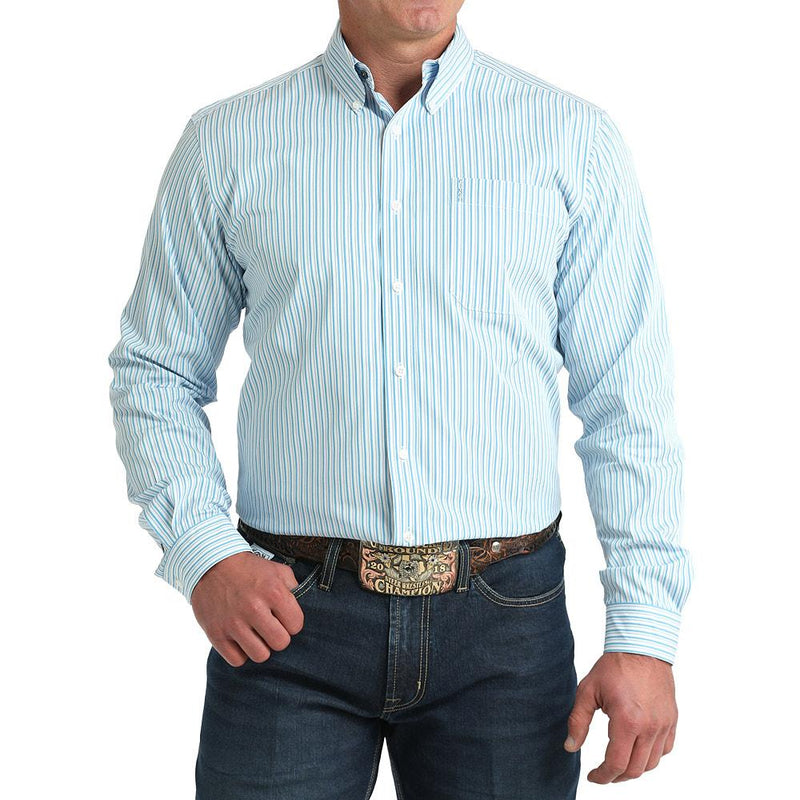 Men's Modern Fit White Stripe Shirt