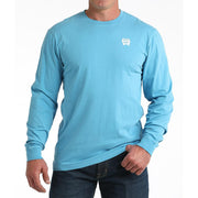 Men's Blue Logo Long Sleeve Tee Shirt