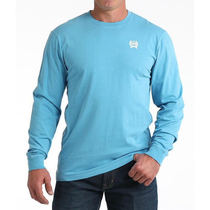Men's Blue Logo Long Sleeve Tee Shirt
