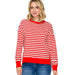 Women's Red Stripe Relaxed Fit Pullover