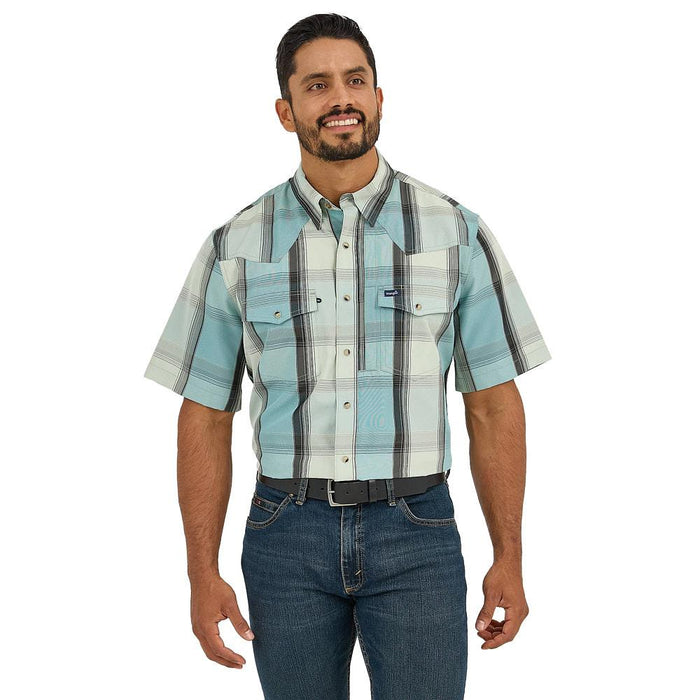 Men's Turquoise Plaid Performance Shirt