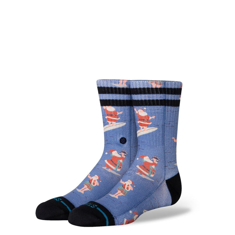 Boy`s Surfing Santa Kids Crew Large Socks