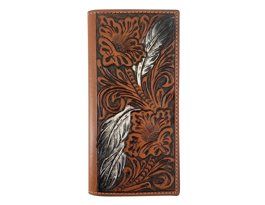 Checkbook Floral Embossed Brown