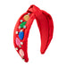 Women Holiday Beaded Headband Red