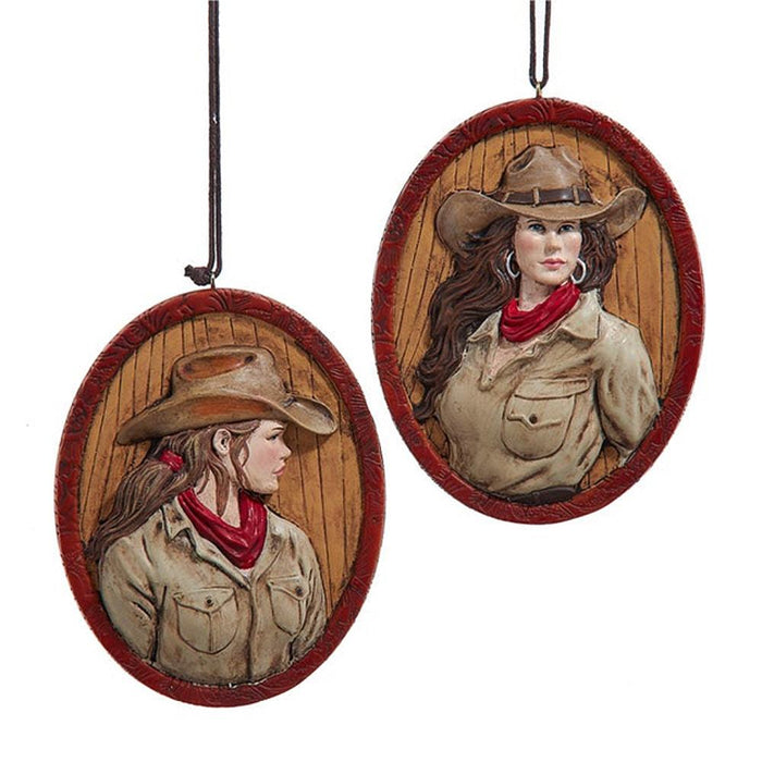 Weern Cowgirl Frame Ornament 2 Assorted