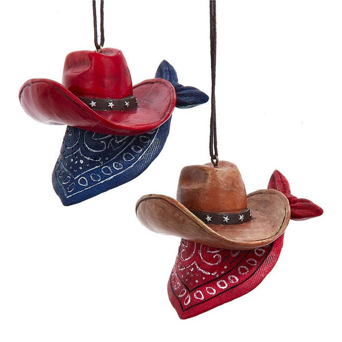 Cowboy Hat Bandana Ornament 2 Assorted