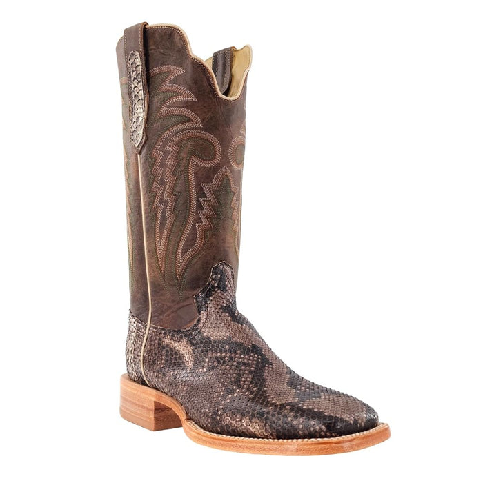 Men's Rustic Python Belly Wide Square Toe Cowboy Boot
