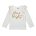 Girl's Christmas White Holiday Tinsel Long Sleeve Shirt