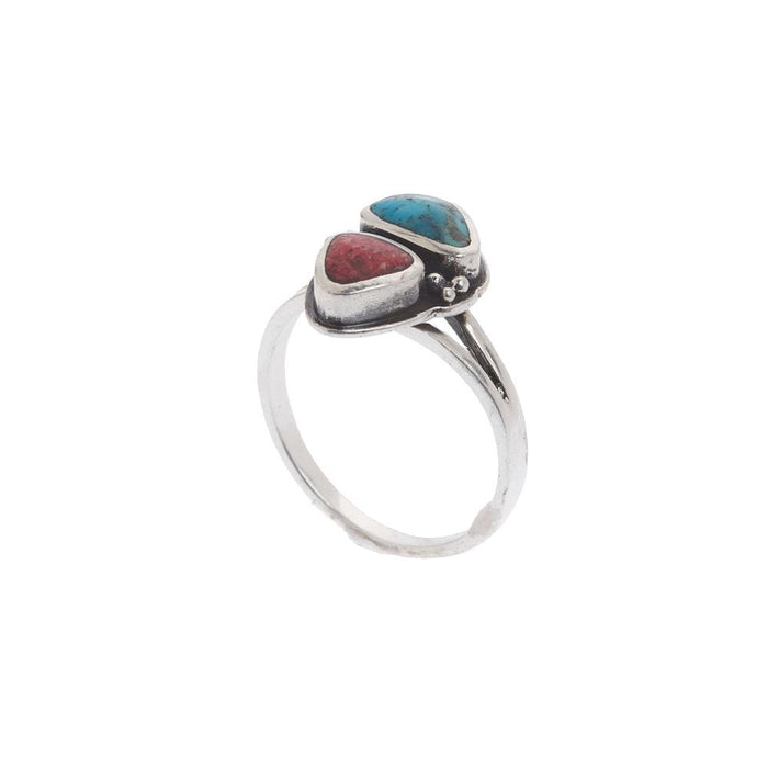 Turquoise & Coral Ring