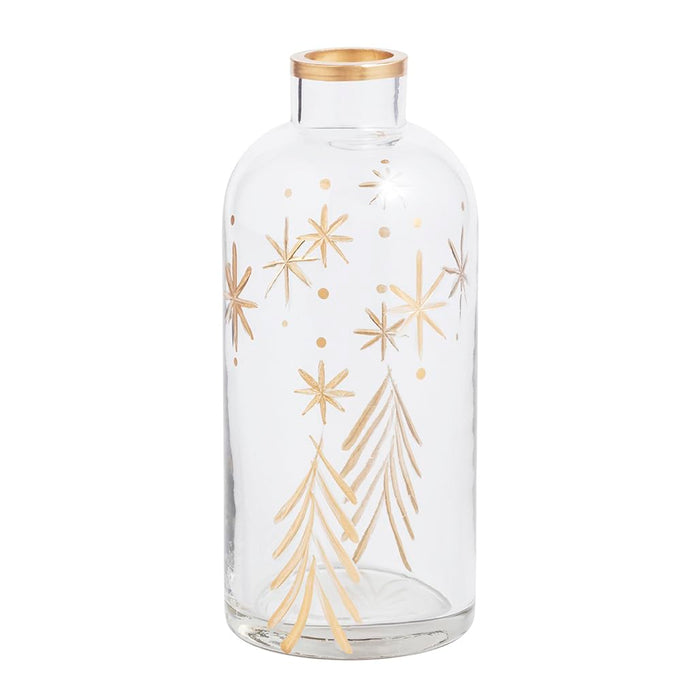 Christmas Tree Etched Snowflake Bud Vase