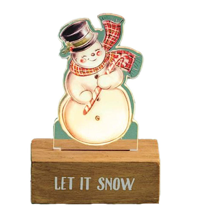 Let It Snow Snowman Acrylic Light Up Sitter