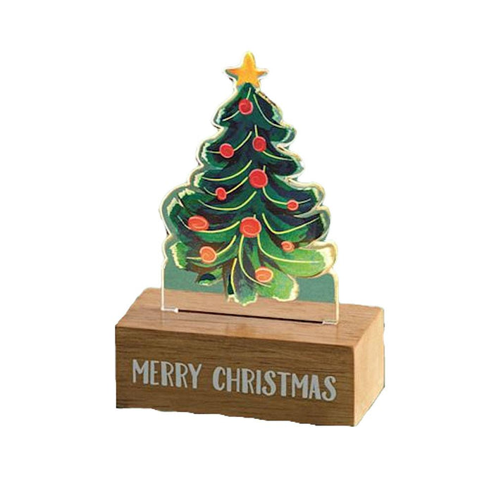 Merry Christmas Tree Acrylic Light Up Sitter