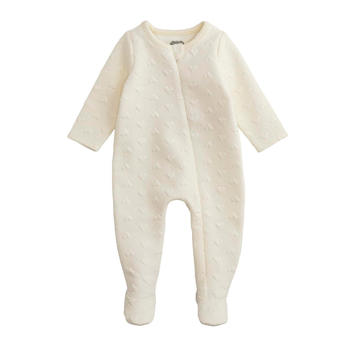 Girl's Ivory Quilted Heart Sleeper