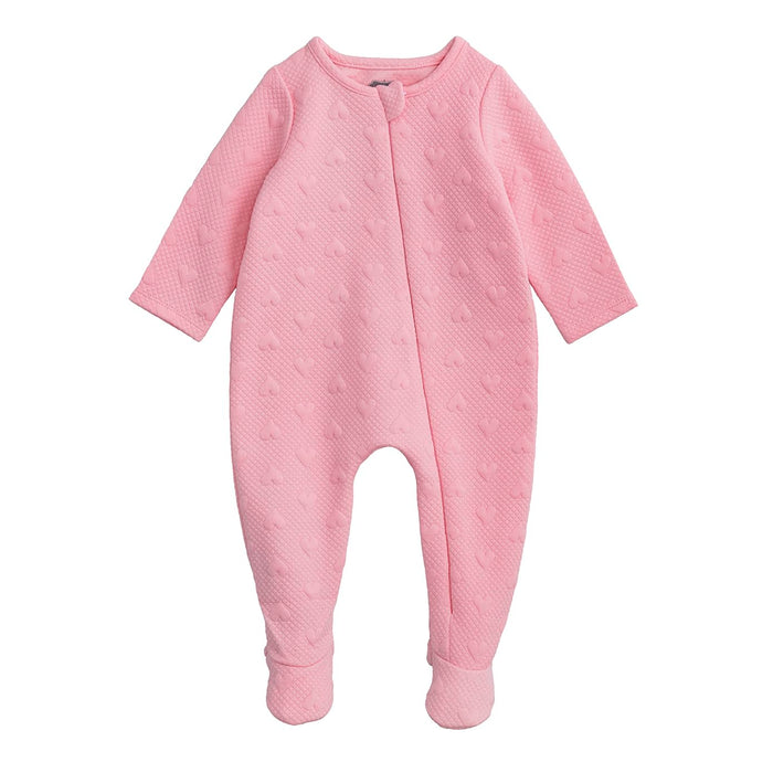 Baby Girl`s Kids Valentine`s Day Quilted Heart Sleeper Pink