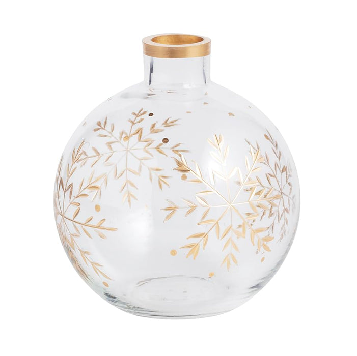 Christmas Round Etched Snowflake Bud Vase