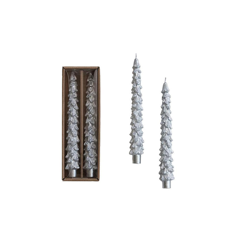 Silver Unscented Tree Taper Candles