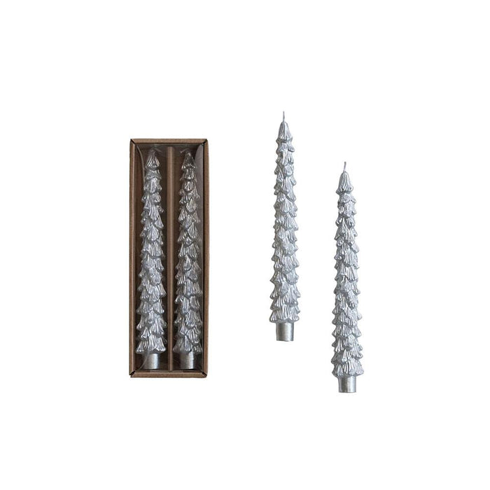 Silver Unscented Tree Taper Candles