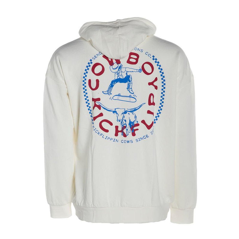 Men's Vintage White Cowboy Kick Flip Hoodie