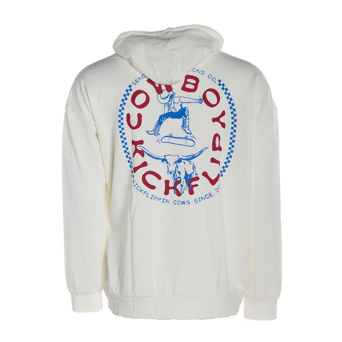 Men's Vintage White Cowboy Kick Flip Hoodie