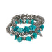 Three Turquoise Chunk Stretch Bracelets