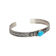 Sterling Silver Single Turquoise Stone Cuff