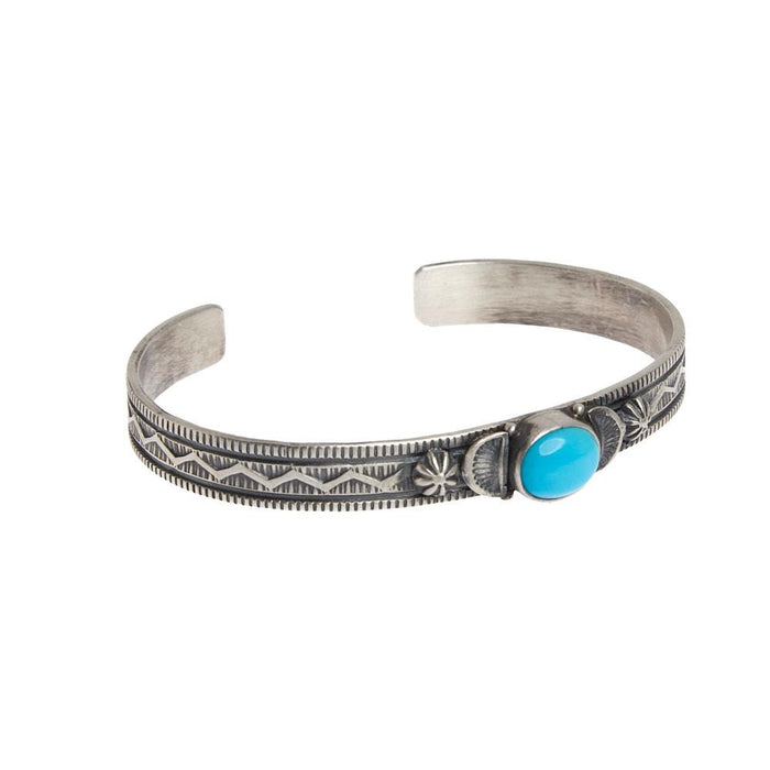 Sterling Silver Single Turquoise Stone Cuff