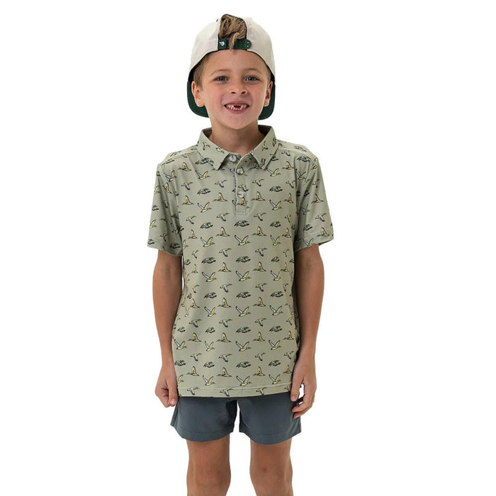 Youth Flying Ducks Green Polo