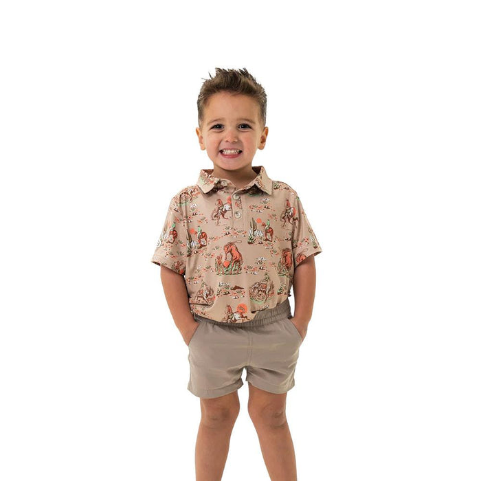 Youth Cowboy Up Khaki Polo