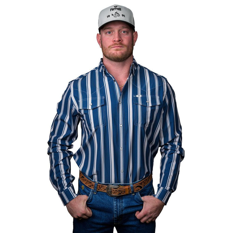 Men's Blue Stripe Atlas Long Sleeve Shirt