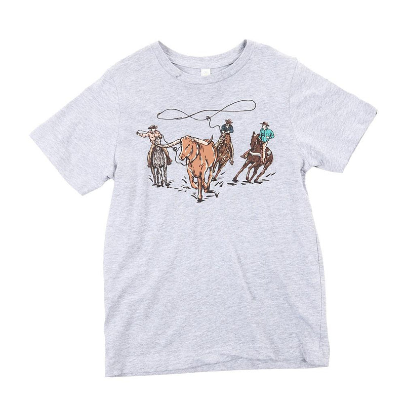 Boy's Team Roping Grey Tee Shirt