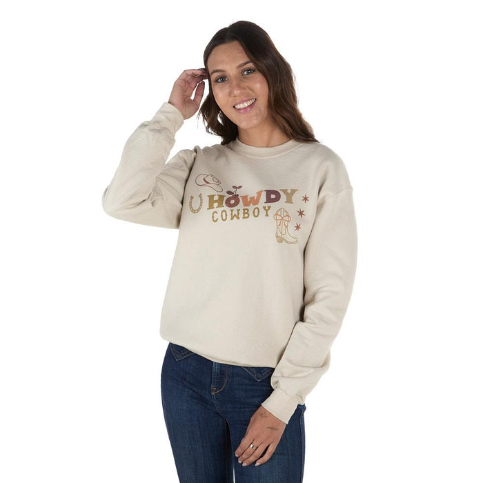 Women's Ivory Howdy Cowboy Sweatshirt