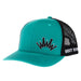 Turquoise Black Embroidered Crown Trucker Cap