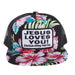 Black Floral Jesus Loves You Cap