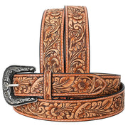 Tan Tooled Floral Belt