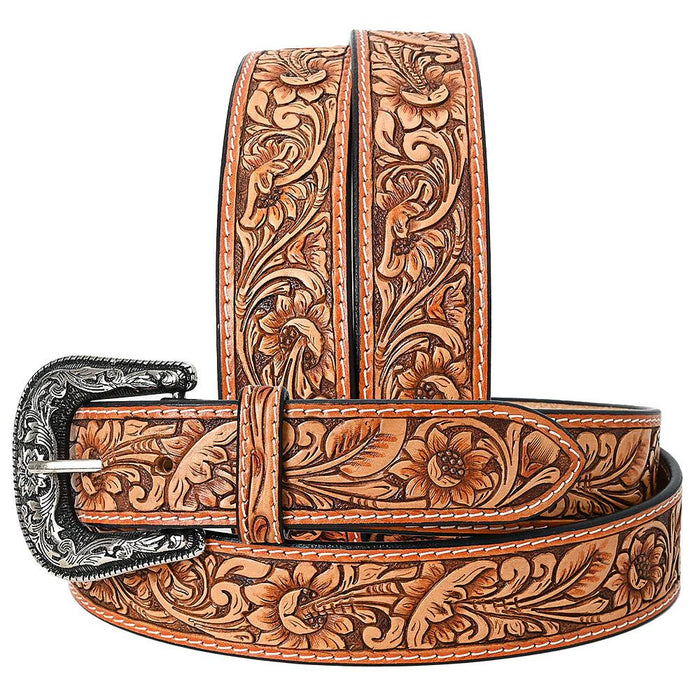 Tan Tooled Floral Belt