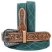 Green Suede Tooled Leather Belt