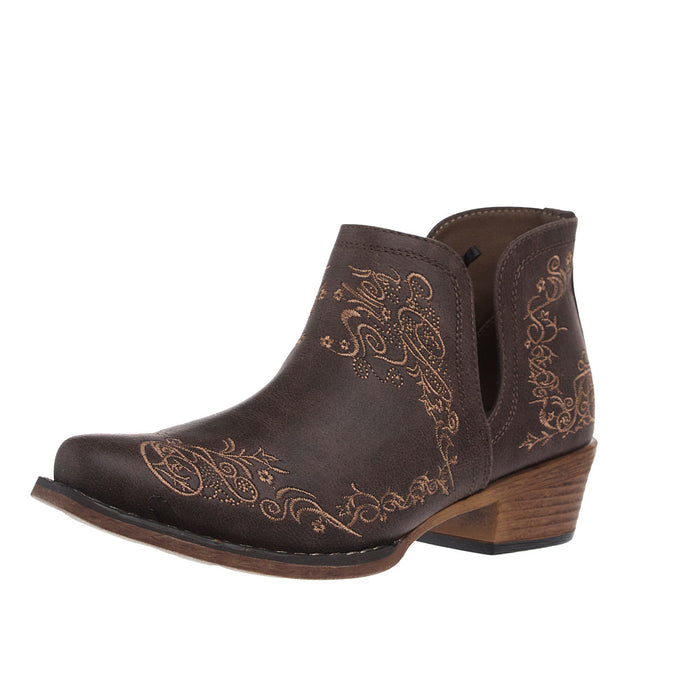 Women's Brown Faux Leather 7In Snip Toe Bootie
