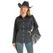 Women's Black Fringe Microsuede Shacket