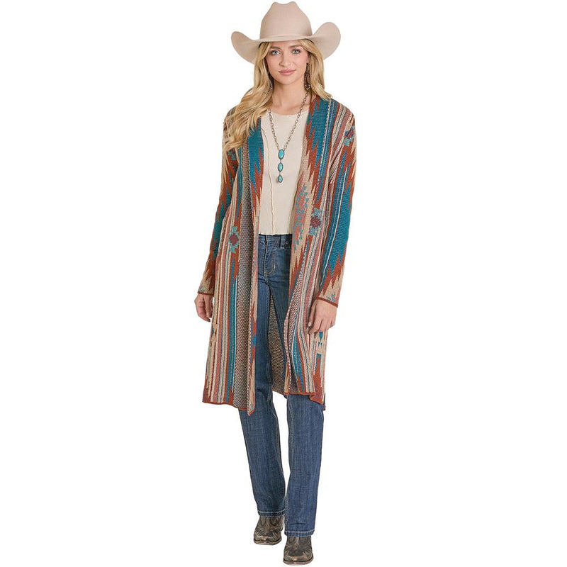Women's Teal Aztec Duster