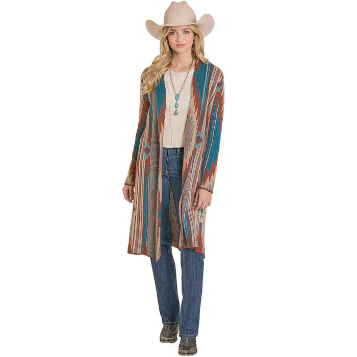 Women's Teal Aztec Duster