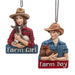 Farm Boy Farm Girl Ornament 2 Assorted