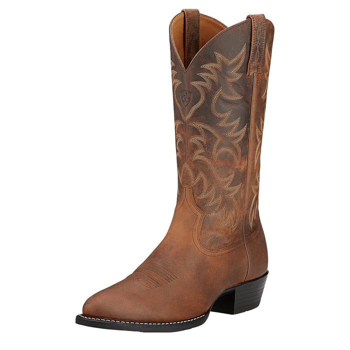 Men's Distressed Brown Heritage R Toe Cowboy Boot