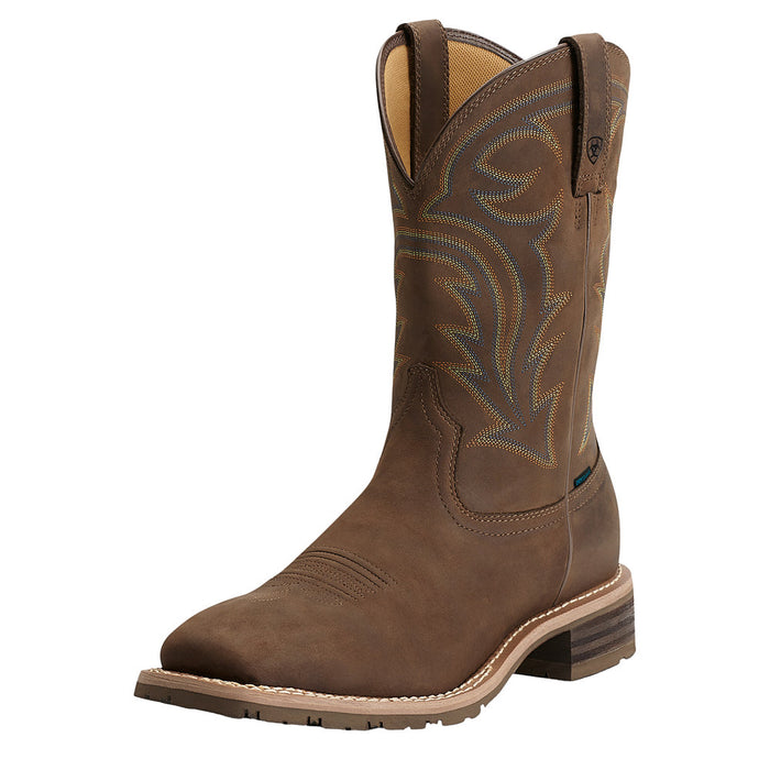 Men's Hybrid Rancher Oily Distressed Brown Waterproof Square Toe Boot