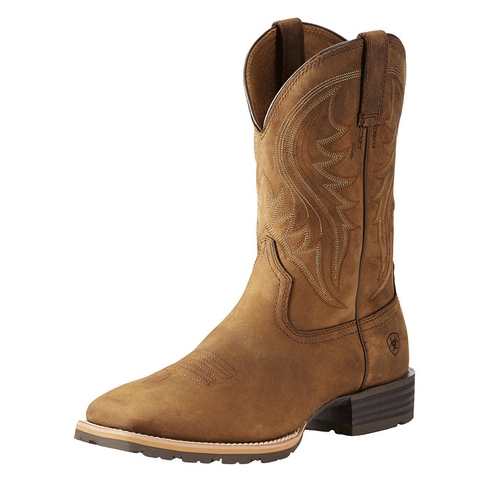Men's Hybrid Rancher Distressed Brown Square Toe Cowboy Boot